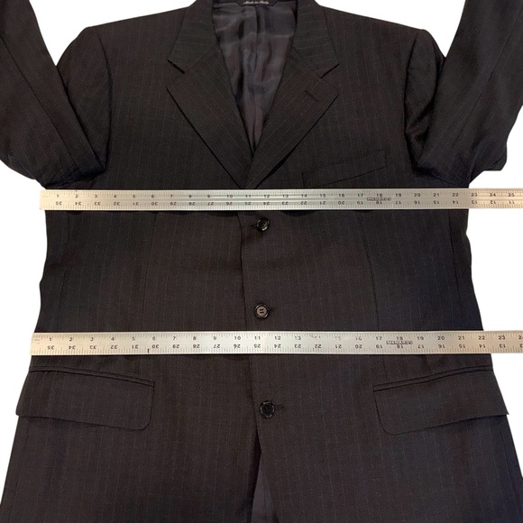 CANALI Mens Blazer Super 120s Made in Italy Black/Blue Pinstripe Sport Coat 46R - Picture 11 of 16